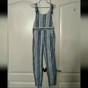 Habitual Girl Size 12 Blue White Striped Overall Romper Jumper elastic cuff